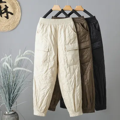 Novedad de invierno 2024, pantalones acolchados de algodón para mujer, a prueba de viento, cálidos, a la moda, estilo jogger, pantalones cargo de cintura elástica para mujer, tendencia