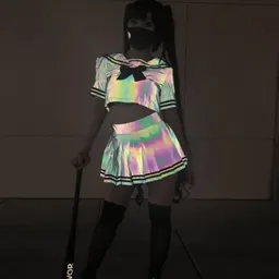 Färgrik reflekterande sjömansdräkt japansk sexy söt
