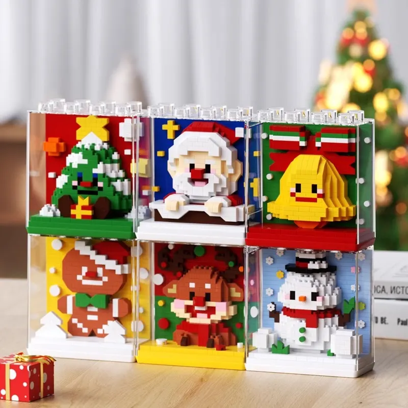 Blocos de construção de Pai Natal, micro partículas compatíveis com brinquedos de montar LEGO