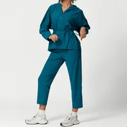 Conjunto de ioga com capuz para mulheres, novo traje de ioga esportivo europeu e americano para o outono e inverno, cor sólida para corrida ao ar livre e fitness