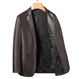 Abrigo de Cuero Casual de Negocios de Primavera para Hombre