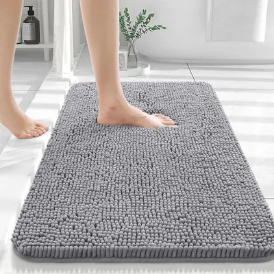 Tapete de chão de chenille felpudo, tapete absorvente, cor sólida, antiderrapante, para casa, hotel, casa de banho, quarto, tapete de pé para porta