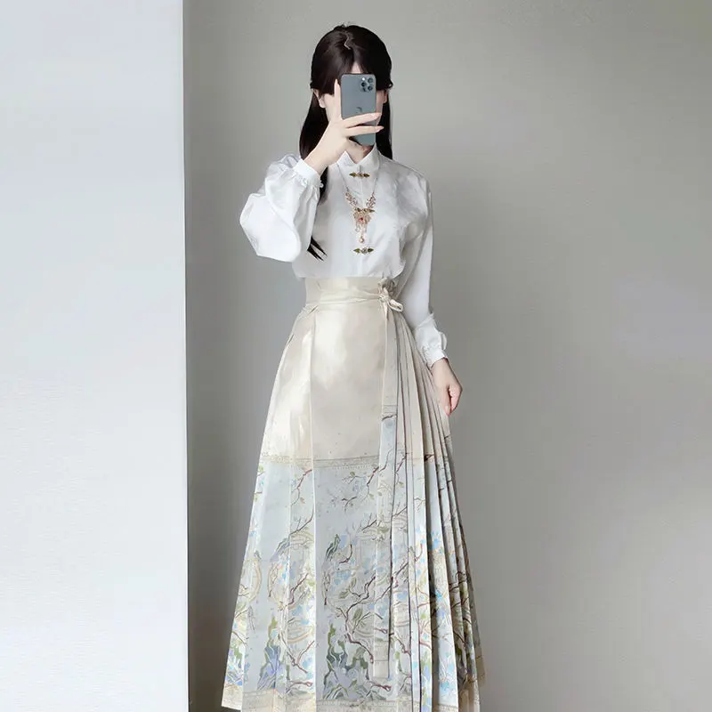中式女装国风两件套2024穿搭显瘦新新款改良汉服一整套马面裙秋季