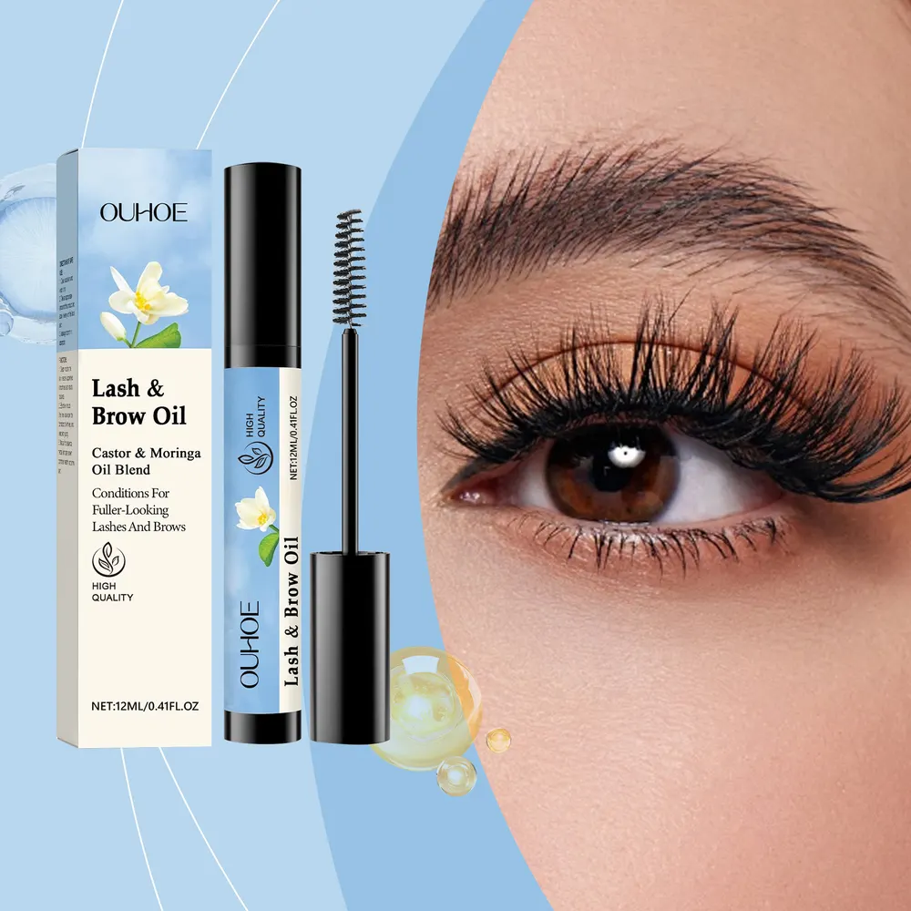 OUHOE Mascara, ögonfrans- och ögonbrynsvård, naturligt långvarig, mörk och ljus, krullbeständig, smutsäker mascara