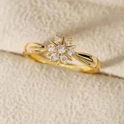 Anel de haste com design exclusivo e personalizado, incrustado com rhinestones de flor