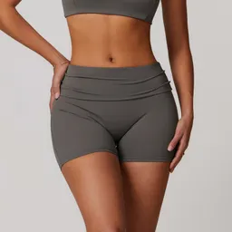 Calções de ioga femininos desportivos ao ar livre, justos, de cintura alta, com controlo de barriga, para o verão, calças de fitness com pregas e elevação de ancas, modelo 8791