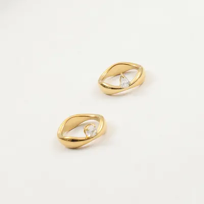 Anel com Design de Onda, Revestido com Ouro 18K