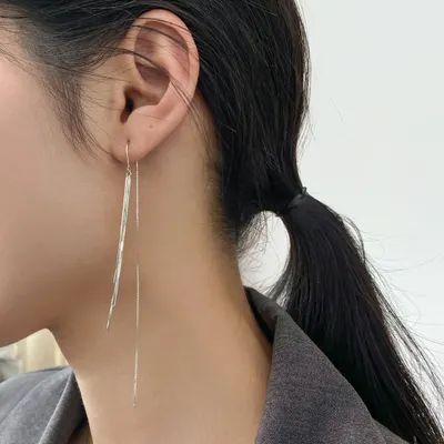 Airochi Pendientes de alambre de plata S925 estilo coreano, moda, hueso de serpiente, borla, estilo Ins, pendientes dulces a juego M05884