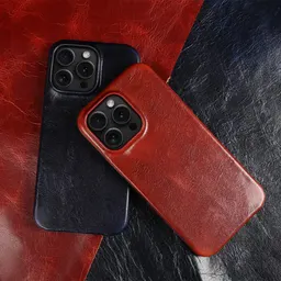 Capa de telemóvel para iPhone 16 Promax, capa protetora de couro genuíno anti-queda de alta qualidade