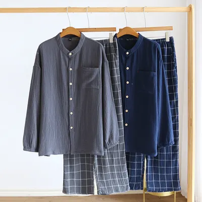 Herr bomullsgaspyjamas vår och höst