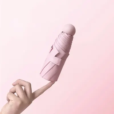 Mini Fällbar Paraply Svart Glue Fällbar Portabel Solparaply UV-skydd Sol/Regn Dubbelbruk Kapselparaply Solskyddsparaply