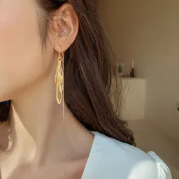 Pendientes Largos de Moda con Borlas y Hojas Huecas