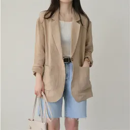 Casaco de Fino Estilo Ocidental Feminino, Casaco Pequeno de Algodão e Linho Estilo Britânico Casual