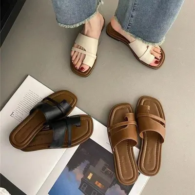 Enkel Semester Stil Uppsättning Sandaler Cool Casual Kvinna