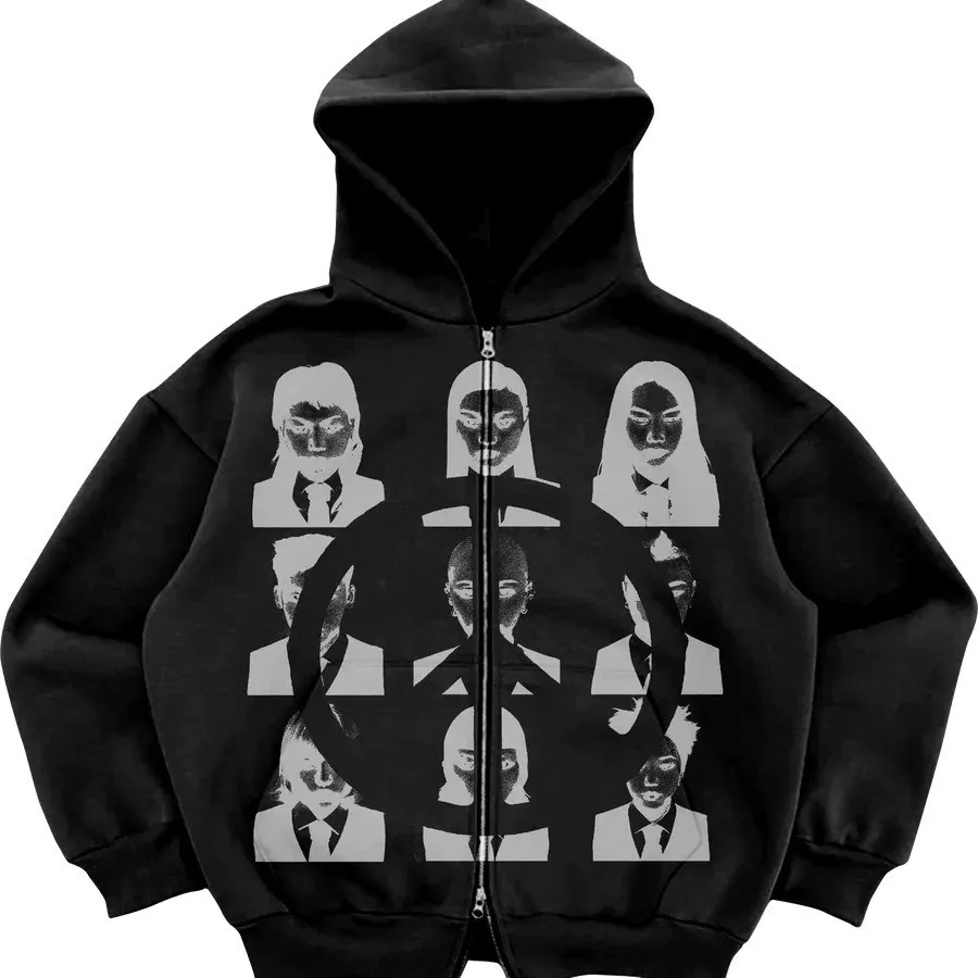2024 Sudadera con Capucha Tendencia Callejera Mujer Holgada con Bolsillos Sudadera Deportiva Cremallera Chaqueta Y2K Otoño