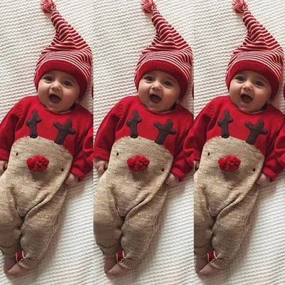 Body de manga comprida com padrão de alce de Natal para crianças unissexo, primavera, outono e inverno, body de bebê com gorro listrado, conjunto de macacão