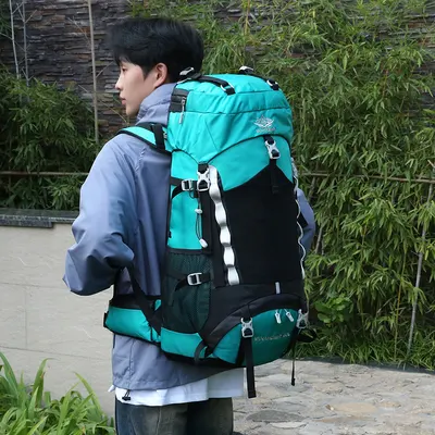 Mochila de montanhismo nova da Amazon para comércio transfronteiriço, mochila dupla de 60L à prova de água multifuncional de grande capacidade para atividades ao ar livre, com capa de chuva