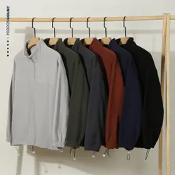 Sudadera con Cuello de Solapa y Forro Polar de Doble Cara, Marca de Moda, Media Cremallera