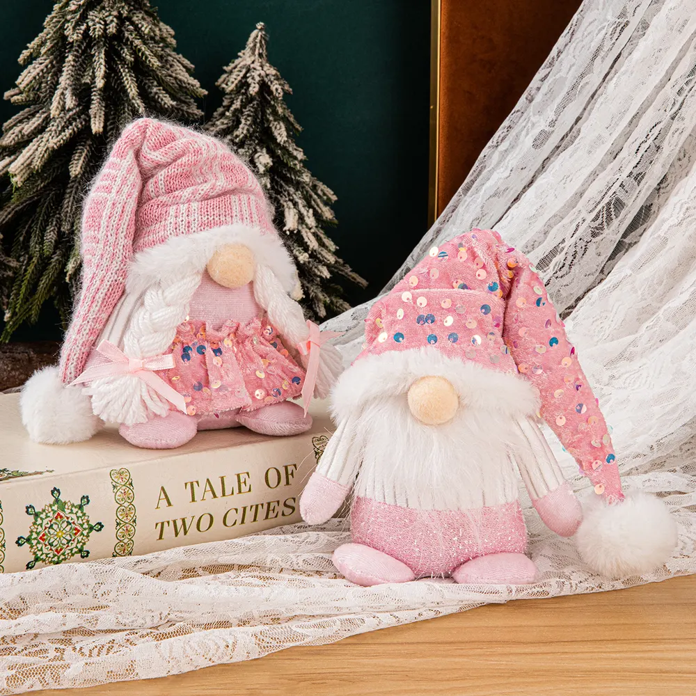 Decorações de Natal Novas Transfronteiriças, Gorro de Tricô de Casal com Lantejoulas, Anão, Rena, Ornamentos Decorativos de Presente de Natal