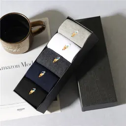 Conjunto de caixa de presente de meias Polo Paul de 200 agulhas, meias para homem, meias de canela média de algodão puro com bordado, para todas as estações, outono/inverno