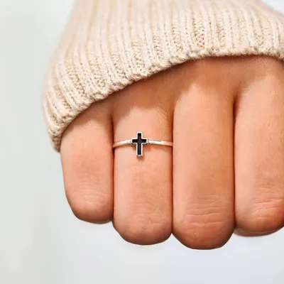 Cross-border populär S925 sterling silver kors dropp glaze ring för kvinnor, enkel fashion europeisk och amerikansk stil indexfinger ring, tillverkare direktförsäljning