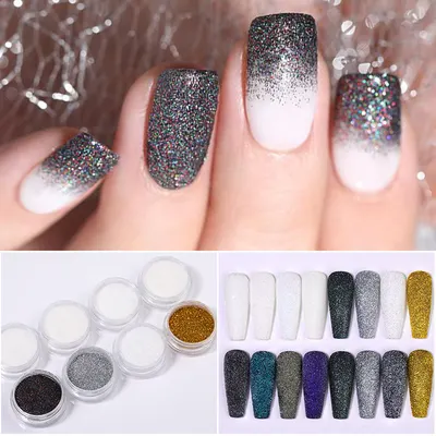 Pó de lã com brilho para unhas, pó de desvanecimento para unhas