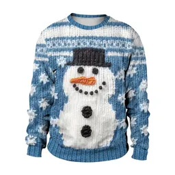 Moletom de gola redonda de Natal novo de outono de comércio exterior de 2024, estampa digital de figura de floco de neve de Natal, fabricante de vestuário de origem
