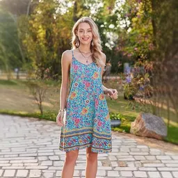 Женское летнее богемное пляжное платье без рукавов