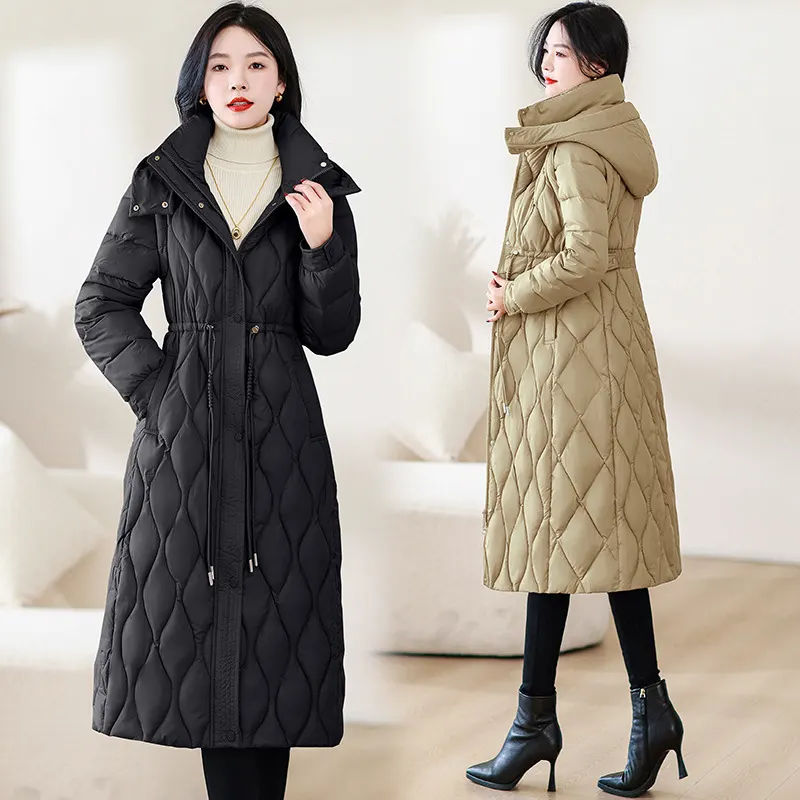 着脱式袖2WAYロング膝下丈 plush cotton coat 厚手ウエストスリムデザイン スタイリッシュアウター