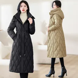 着脱式袖2WAYロング膝下丈 plush cotton coat 厚手ウエストスリムデザイン スタイリッシュアウター