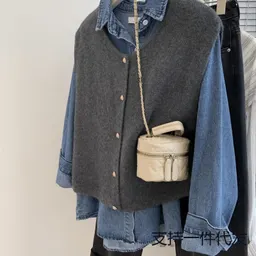Colete de tricô de gola redonda para mulher, solto, estilo coreano, versátil
