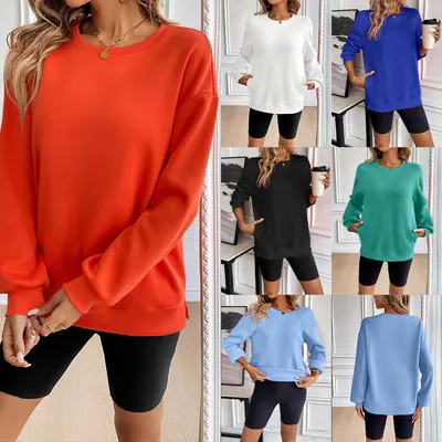 Amazon Autumn and Winter New Arrivals Cross-border European and American Women s Clothing Loose Round Neck Long Sleeve Casual Sweatshirt Top Women