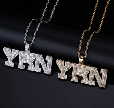 YRN レター メンズ トレンディ ブランド ペンダント ホット ジルコン ネックレス ジュエリー