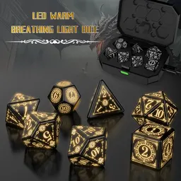LED 발광 DND 주사위 던전 & 드래곤 7개 세트 주사위 따뜻한 빛 숨쉬는 램프 주사위