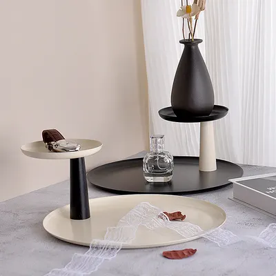 Bandeja redonda de duas camadas, luxo claro, estilo INS nórdico, para casa, entrada, armazenamento, exposição de perfumes, fragrâncias, snacks, prateleira de exposição