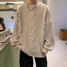 Suéter de cuello redondo para hombre, capa base casual de otoño e invierno