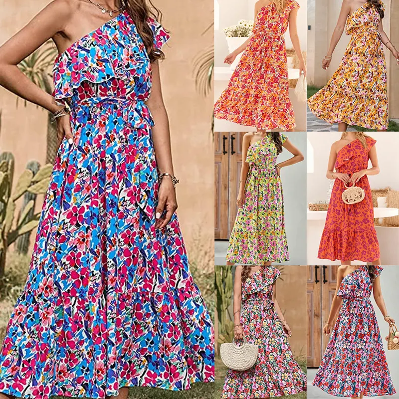 Vestido bohemio casual sin mangas con estampado