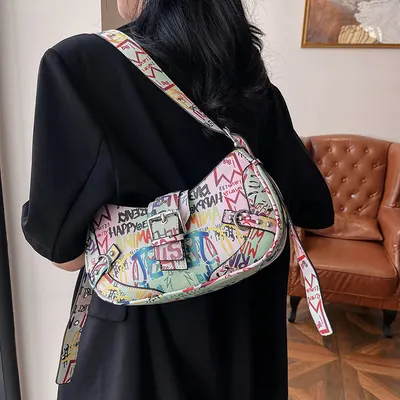 Bolsa de debaixo do braço, bolsa de ombro com letras de moda, bolsa transversal
