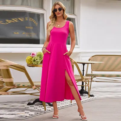 European And American Temperament Wild Sleeveless Knitted Dress
