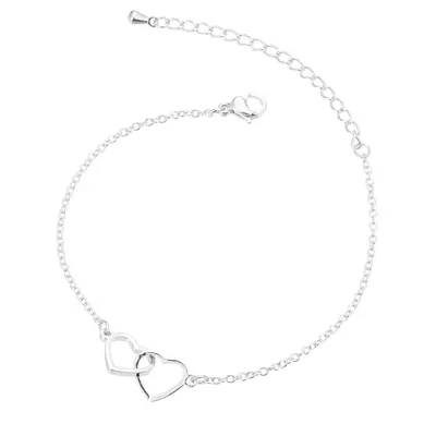 Europisk amerikansk S925 sterling silver populär dubbelhjärta graverat halsband för kvinnor