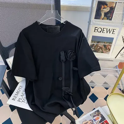 メンズ＆レディース デザインセンス ニッチな气质 立体花柄 半袖