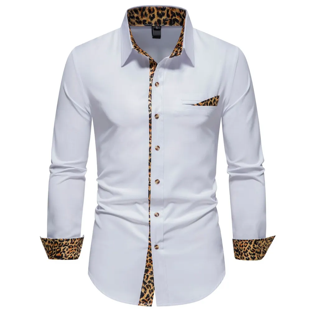 Men s Shirt Color Matching Long Sleeve Clothing