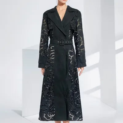 Höst temperament mogen stil trenchcoat ytterkläder damcoat klänning
