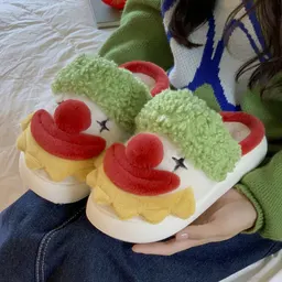 국경 간 할로윈 풍자 광대 슬리퍼 여성 겨울 따뜻한 미끄럼 방지 산타 클로스 호박 유니콘 면 슬리퍼