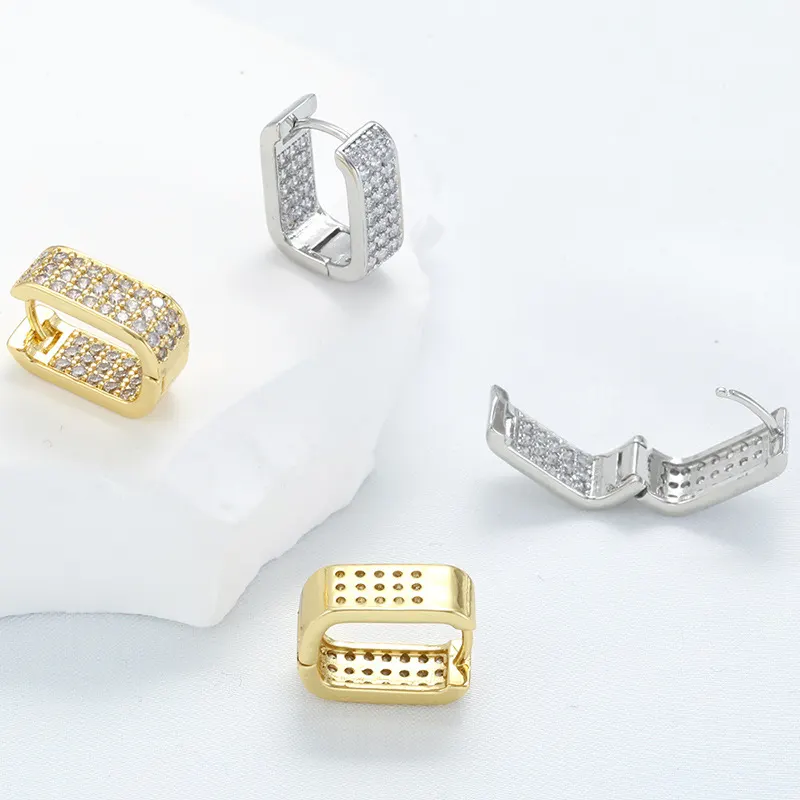 Brincos de Diamante Total com Zircão Incrustado Micro Leve e Luxuoso