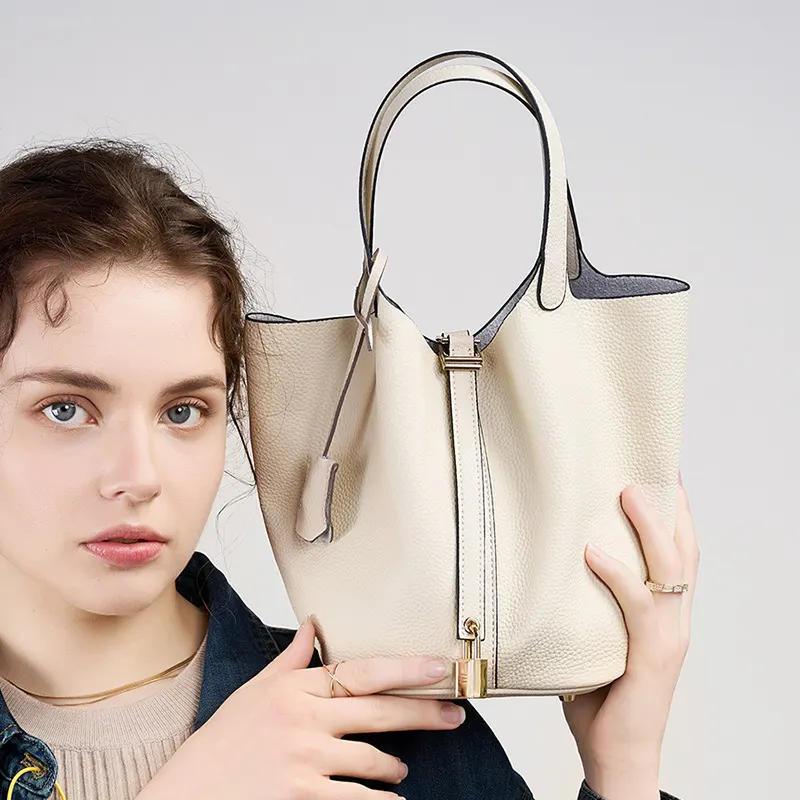 Bolsa nova de 2024, bolsa de balde, bolsa de cesto, bolsa de mulher, bolsa de mão de couro genuíno, bolsa de mãe, bolsa de casamento de noiva, de alta qualidade