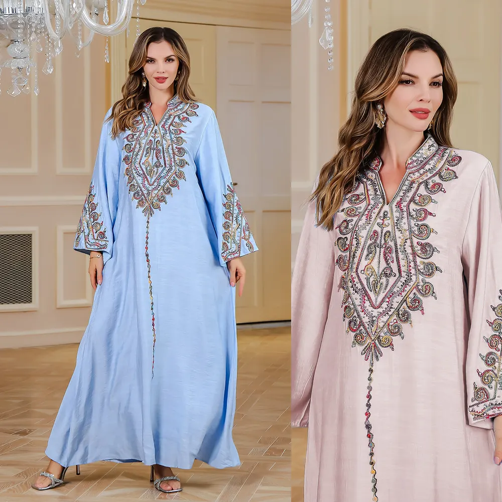 Vestido longo elegante para mulher, estilo abaya, novo