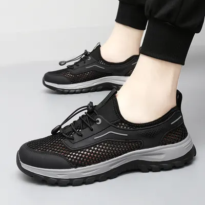 Sapatos de água respiráveis transfronteiriços para primavera/outono, ténis desportivos casuais para homem, ténis de caminhada de malha coreano estilo tendência