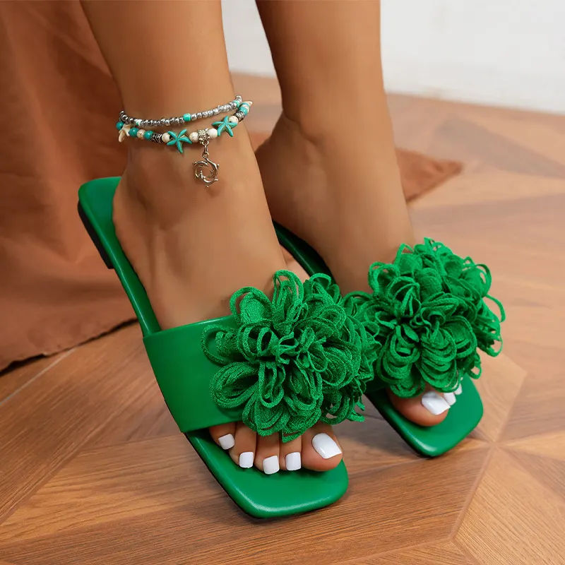 Chinelos flat de flor de moda versátil nova