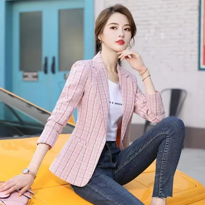 Internetkändis liten kavaj för kvinnor, fransk stil, 2024 vår/höst ny koreansk version, brittisk rutig casual kort kavaj, trendig
